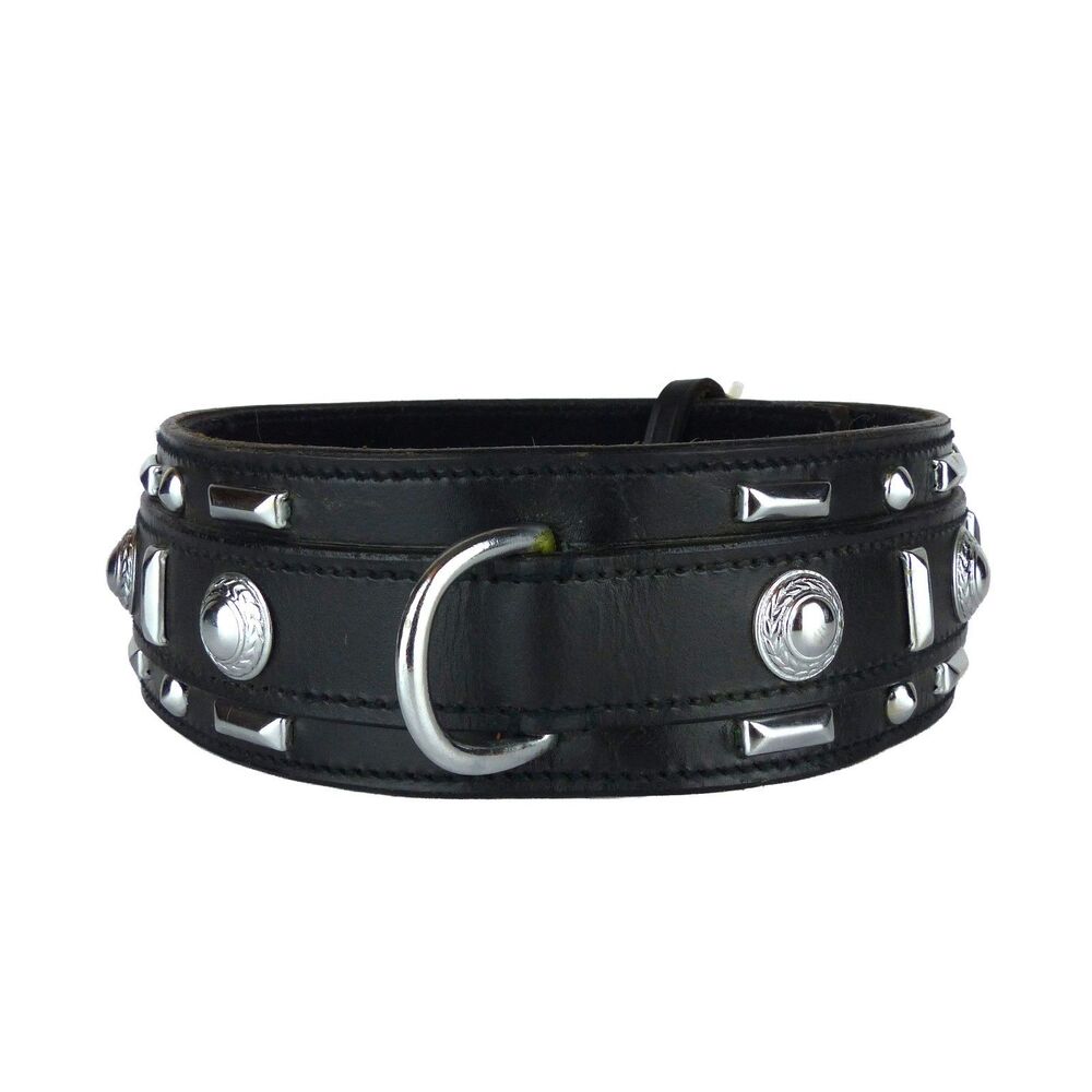 Pet Jewelry Beverly Hills Dog Collar 28” 2.5 Wide Black Leather Studded Y2K NWT